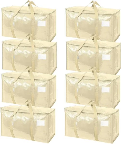 TICONN 6 Pack Extra Large Moving Bags Heavy Duty with Zippers & Carrying Handles, Durable Storage Bags Moving Boxes for Closet Organizers and Storage (6 Pack, Blue)