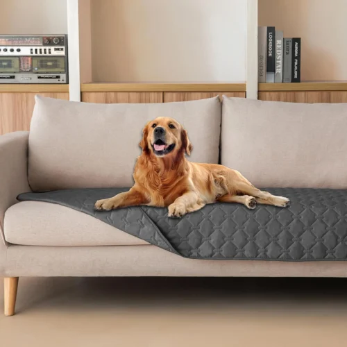 gogobunny 3X Stronger Waterproof Pet Blanket, Scratch Proof Furniture Protector for Dogs Cats, Reversible Cover 30x70 Inch, Dark Grey/Light Grey