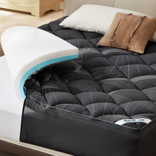 Bedlore King Mattress Topper 3 Inch, Dual Layer Medium Support, White