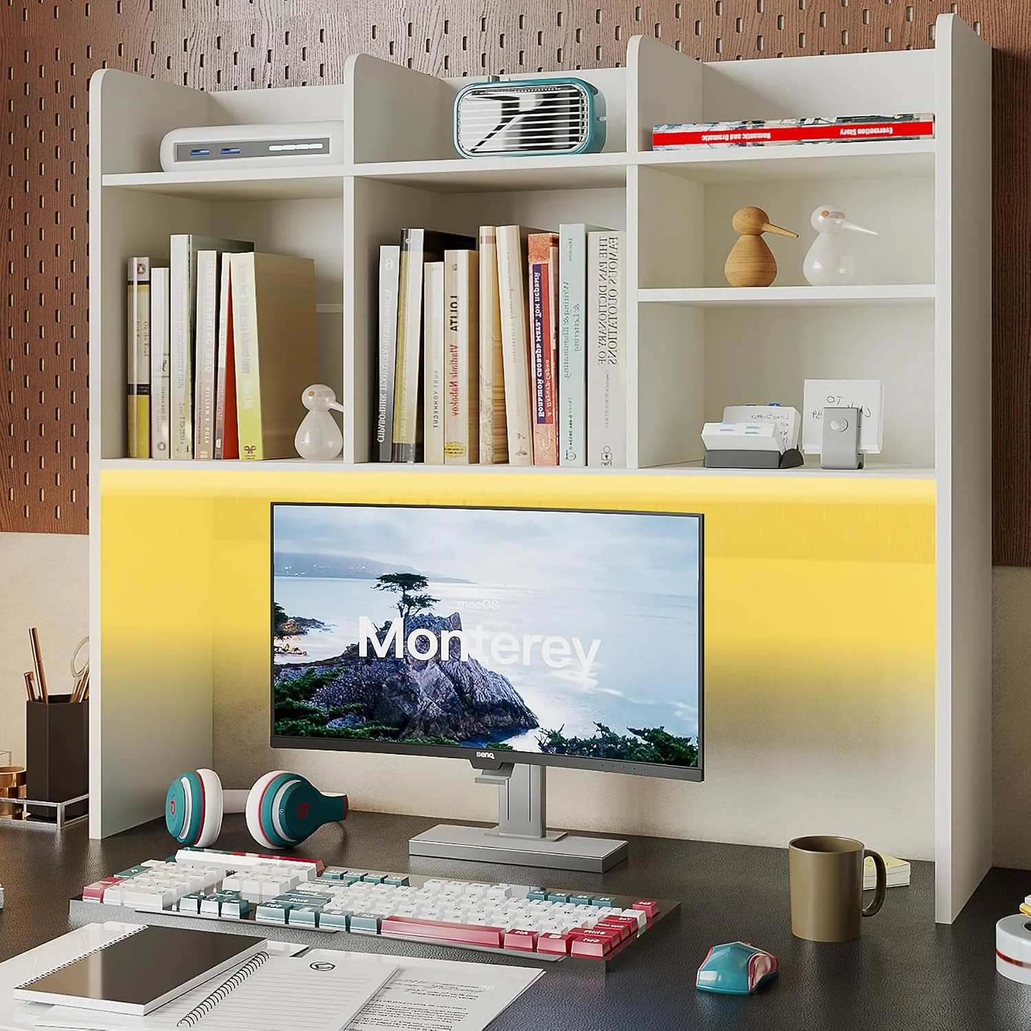 Desk Hutch Dorm, Desktop Bookshelf with 7 Shelves - Image 2