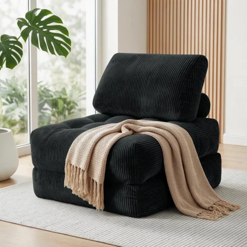 Alternative view of Ceecysaa Folding Sofa Bed, Convertible Sleeper Chair, Single, Black