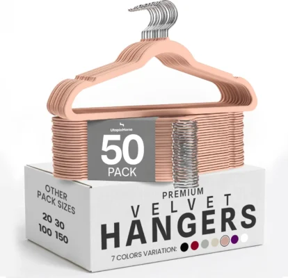 Utopia Home Velvet Hangers 50 Pack – Non-Slip Slim Black Hangers