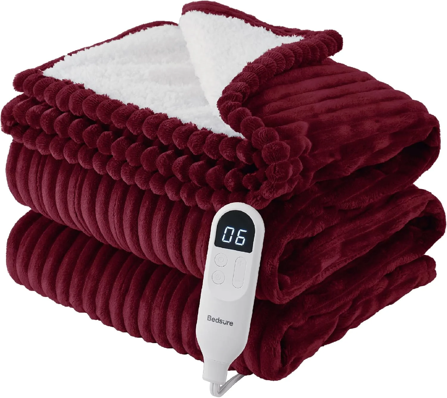 Bedsure GentleSoft Heated Blanket Throw - Soft Ribbed Flannel Electric Blanket, Gifts for Grandma (50x60 inches, Grey) - Image 4