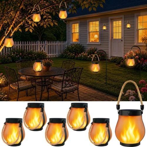 Alternative view of Pack Solar Lanterns Outdoor Waterproof, Flickering Flame Solar Lights