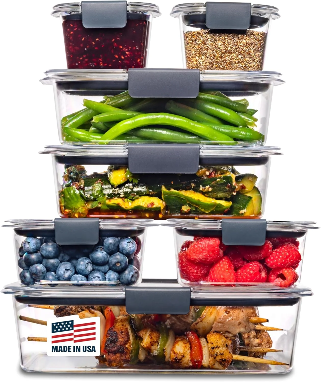 Brilliance BPA-Free 3 Set Food Storage Containers with Lids, Removable Trays, Airtight, Leak-Proof, Ideal for Meal Prep, Lunch, and Leftovers - Image 4