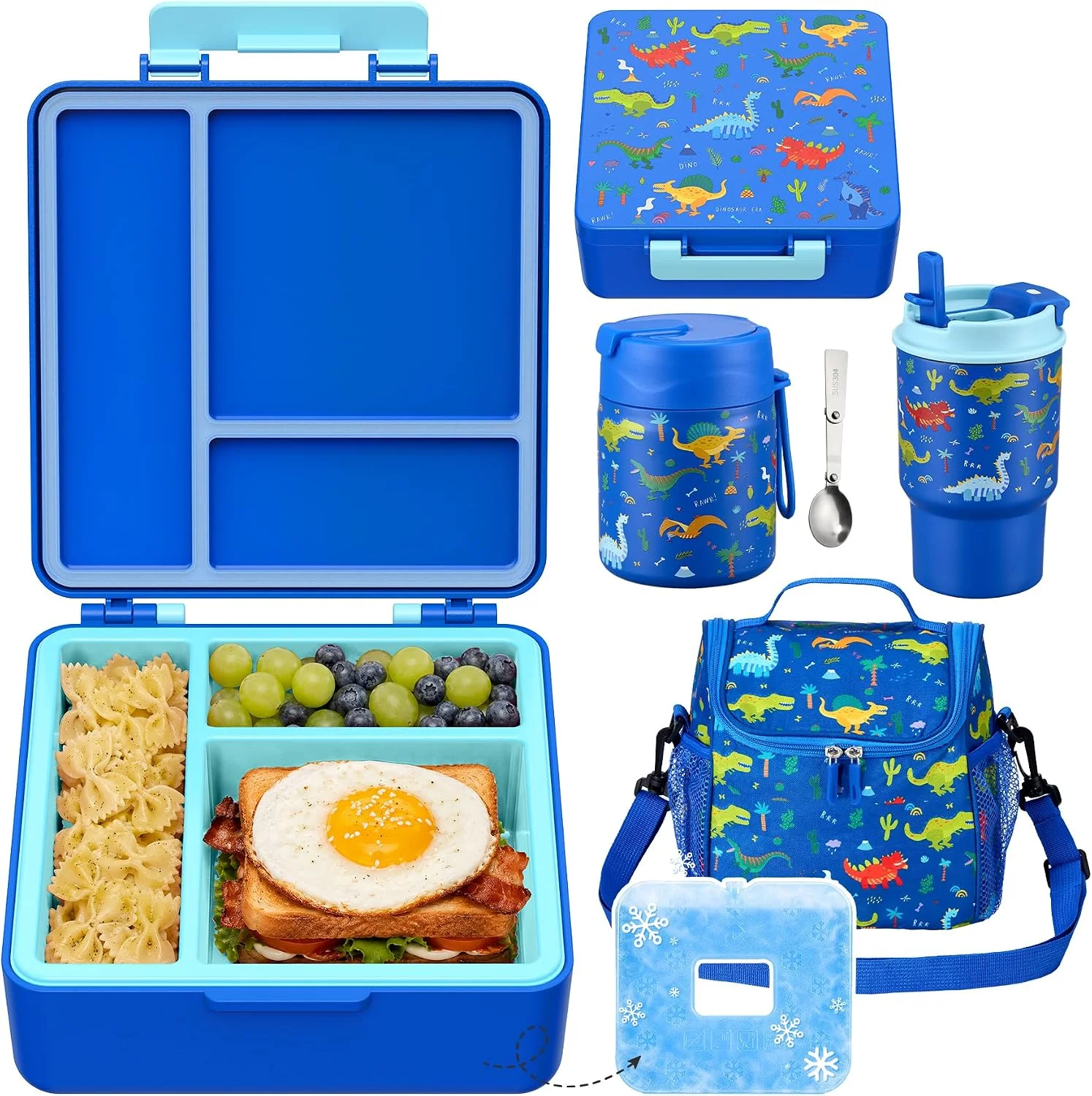 Pawtong Lunch Box Set with Bento Box Container, 17OZ Stainless Steel Food Soup Thermo, Kids Water Bottle & Portable Insulated Lunch Bag – Leakproof, Hot/Cold Retention for School, Travel (Black) - Image 3