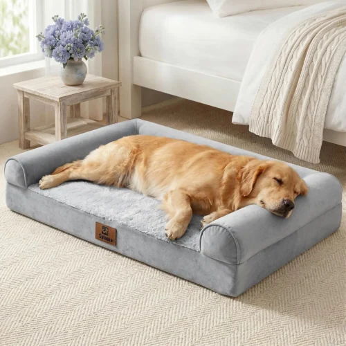 Alternative view of Sytopia Large Dog Bed for Extra Large Dogs Washable, Orthopedic 107cm Pet Bed, Egg-Crate Foam Big Dog Couch Bed with Removable Cover and Anti-Slip Bottom, Deluxe Waterproof Pet Crate - XL Grey