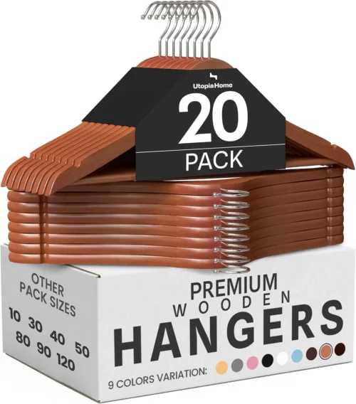 Utopia Home Wooden Hangers 20 Pack – Premium Natural Coat Hangers