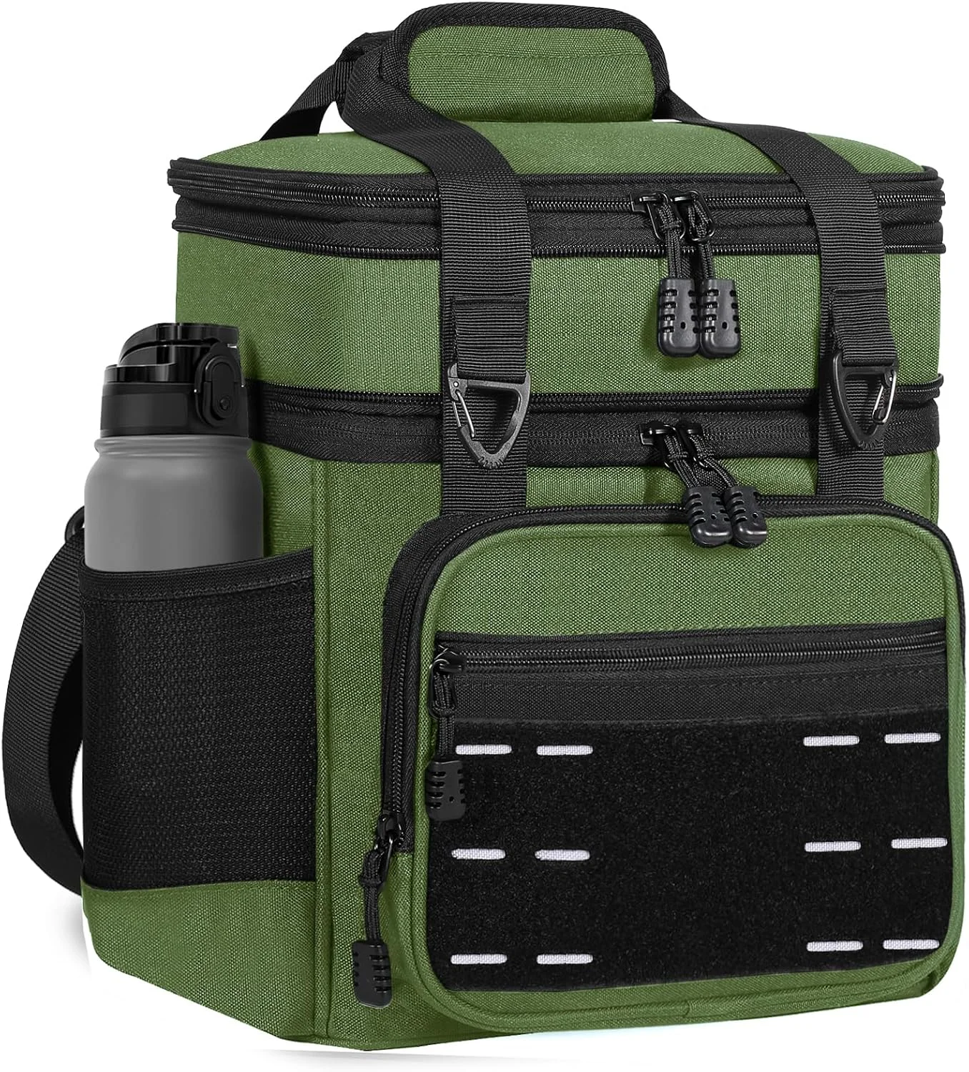 Tactical Expandable Lunch Box Men 2 Layer Cooler Bag 20 Cans Black - Image 3
