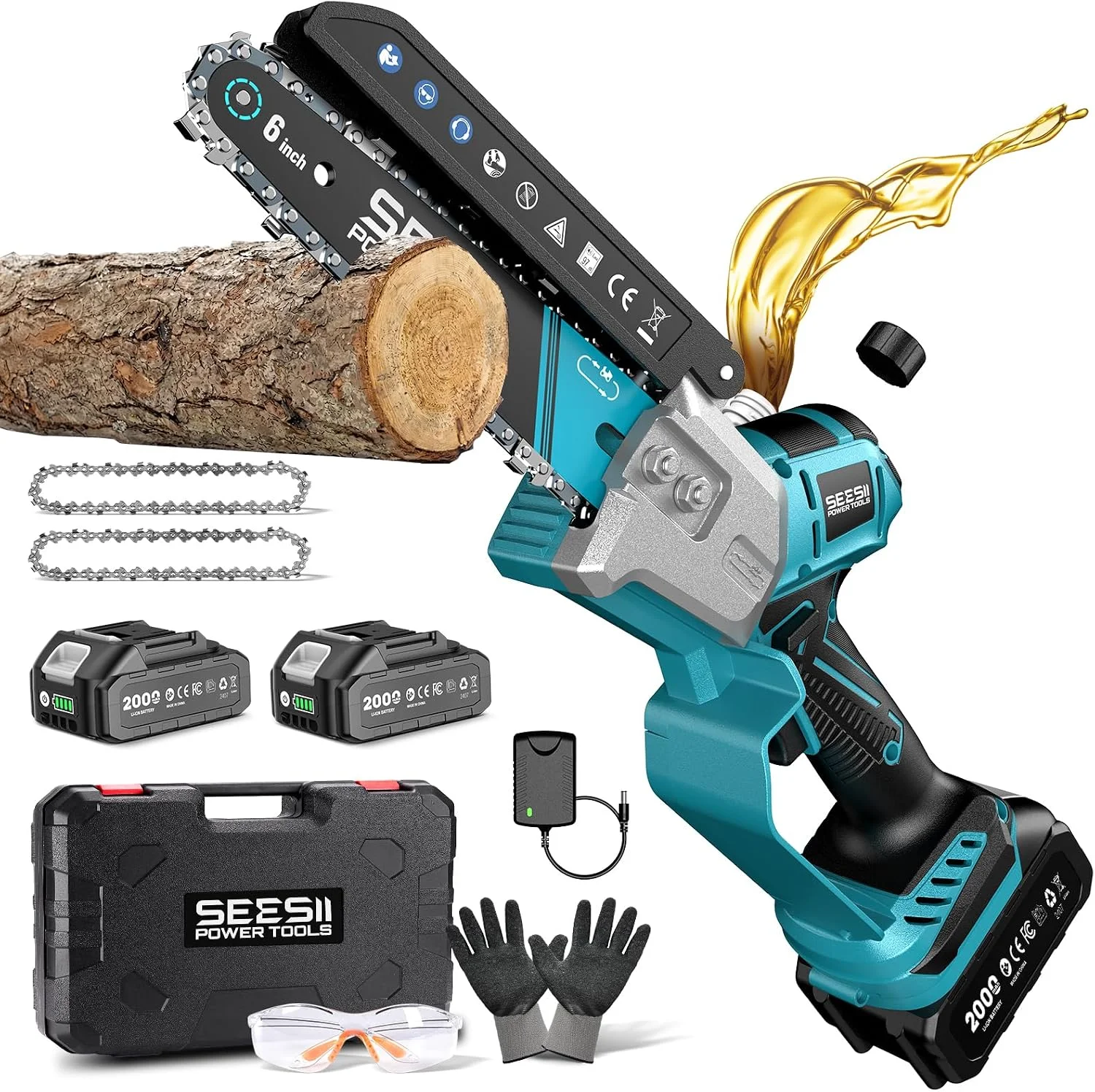 6 Inch Mini Electric Chainsaw Cordless Battery Powered - Image 2