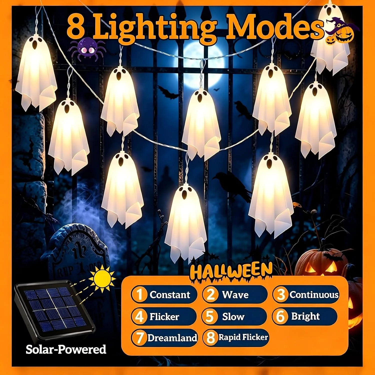 Decorations Outdoor, Solar Ghost Halloween Decor Lights - Image 2