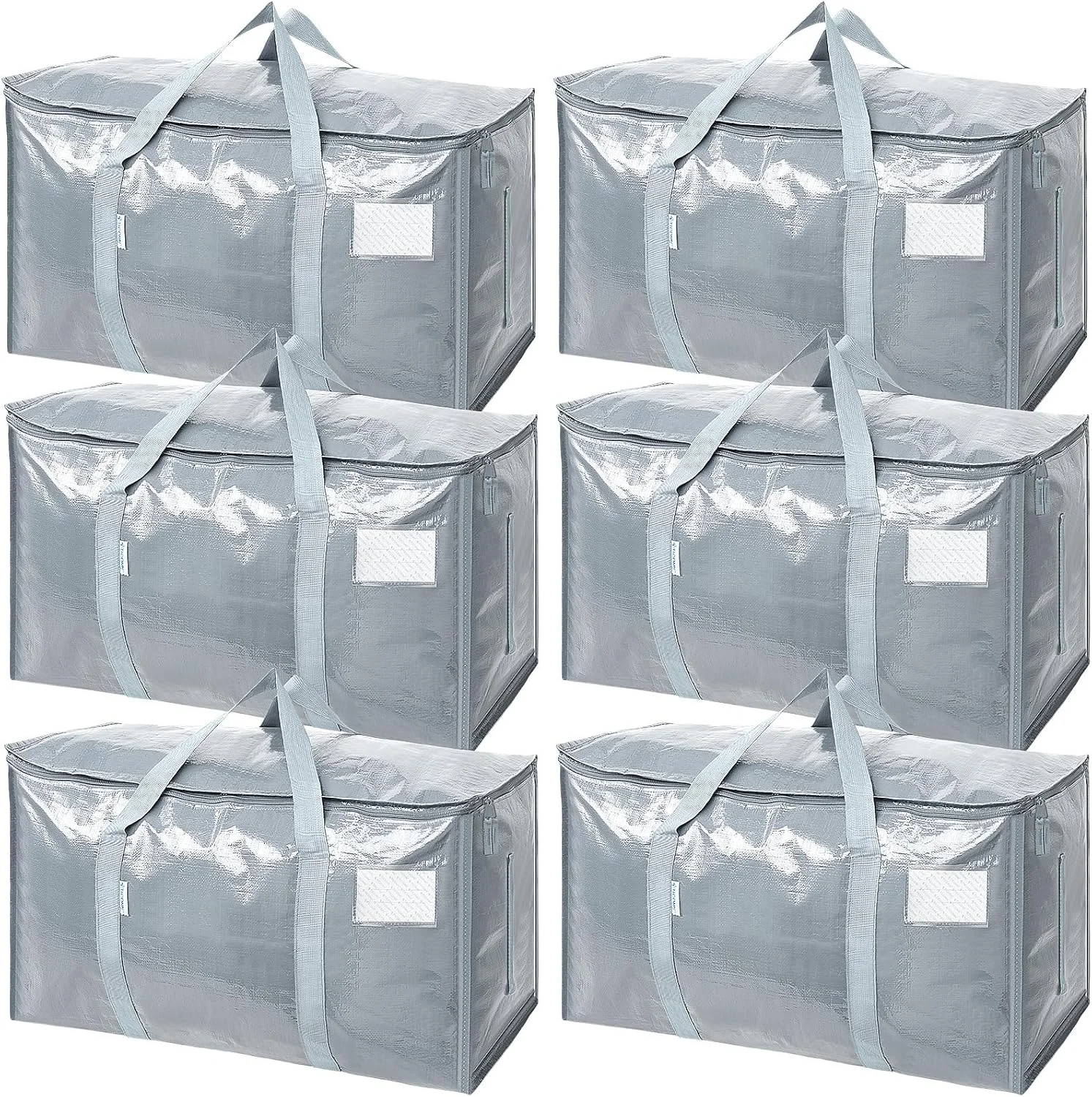 TICONN 6 Pack Extra Large Moving Bags Heavy Duty with Zippers & Carrying Handles, Durable Storage Bags Moving Boxes for Closet Organizers and Storage (6 Pack, Blue) - Image 2