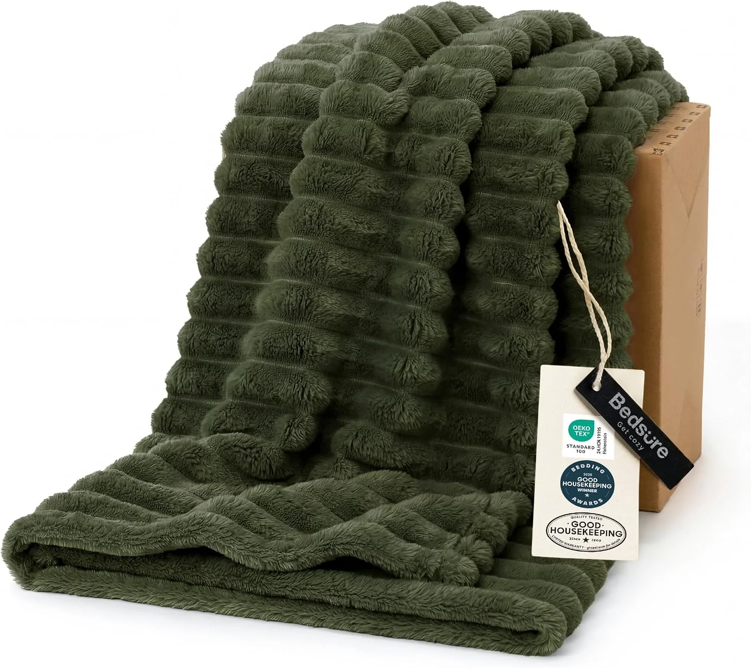 Bedsure Soft King Size Blankets for Bed Beige 108x90 - Image 4