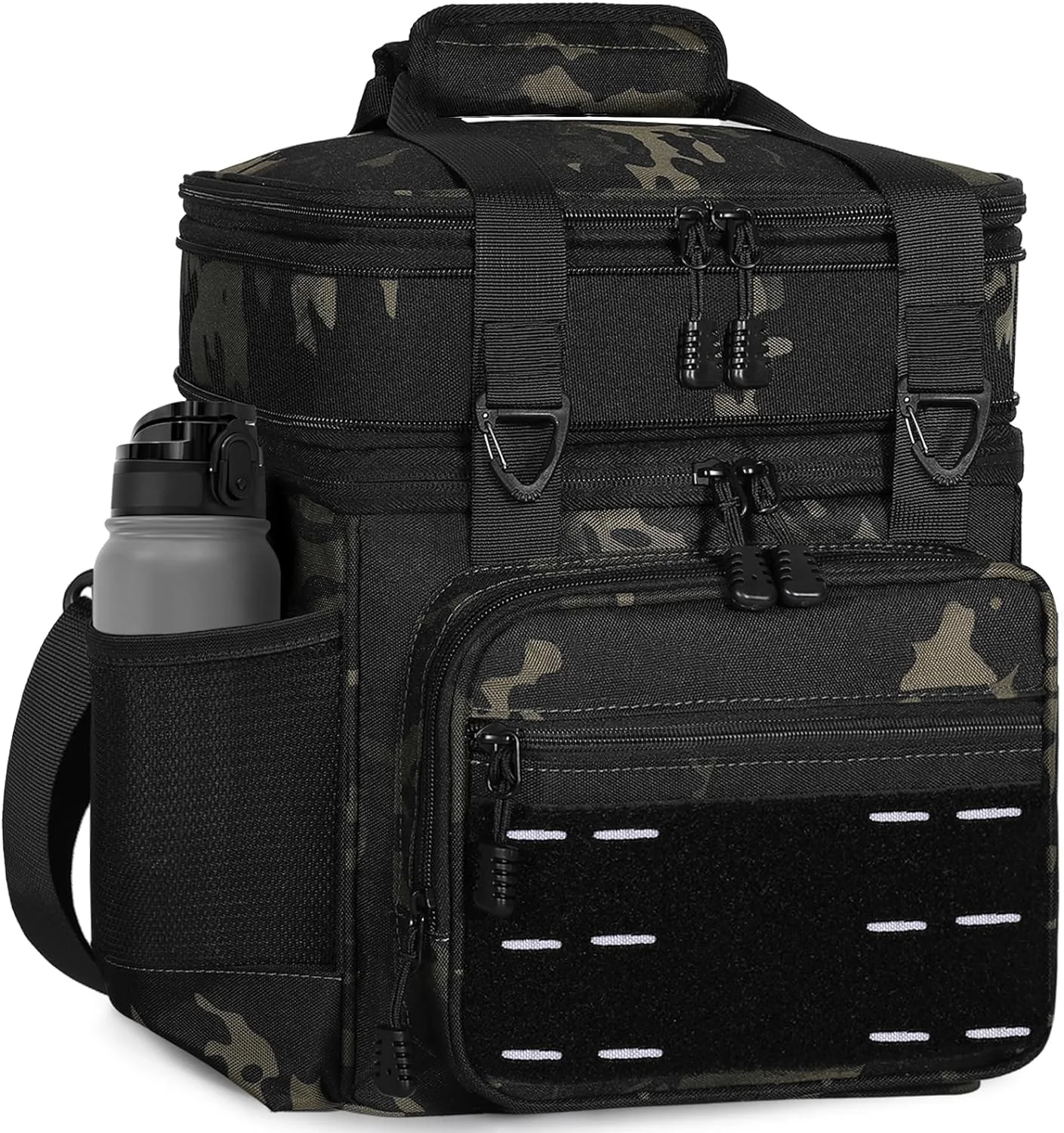 Tactical Expandable Lunch Box Men 2 Layer Cooler Bag 20 Cans Black - Image 2
