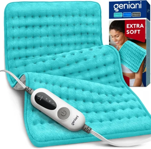 Alternative view of GENIANI Electric Heating Pad for Back Pain & Cramps Relief, Electric Throw, Self Care Gifts for Women, Heating Pad for Neck & Shoulder, Machine Washable Microplush, Auto Shut Off (12x24, Tabby Gray)