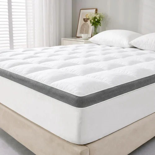 Puredown® Memory Foam Mattress Topper King Size, Fluffy Quilted Mattress Protector with Shredded Memory Foam & Polyester Fill, Pillow Top Mattress Cover with Deep Pocket Fits 8-21 Inches