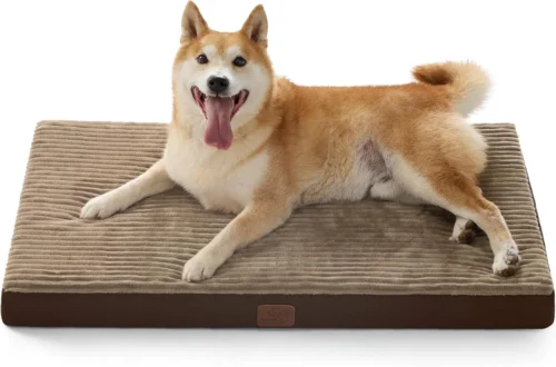 Bedsure ComfyFleece Dog Bed Large with Washable Cover, 89x56x7CM, Grey