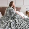 blunique Ultra Soft Cozy Faux Fur Throw Blanket, Fuzzy Plush Thick Bubble Blanket, Luxury Fluffy Blanket for Couch, Sofa, Bedroom, and Living Room, 50x60 Inches, Cream White