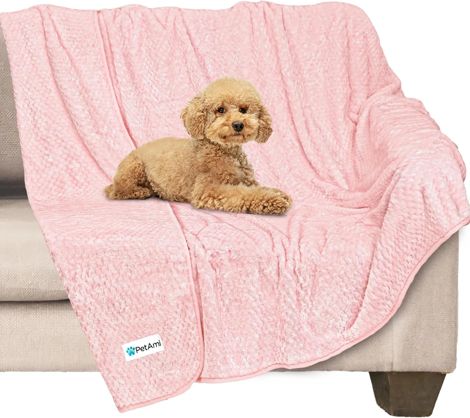 PetAmi Waterproof Dog Blanket, Leakproof Pet Throw, Twin 60x80 Taupe Beige - Image 2