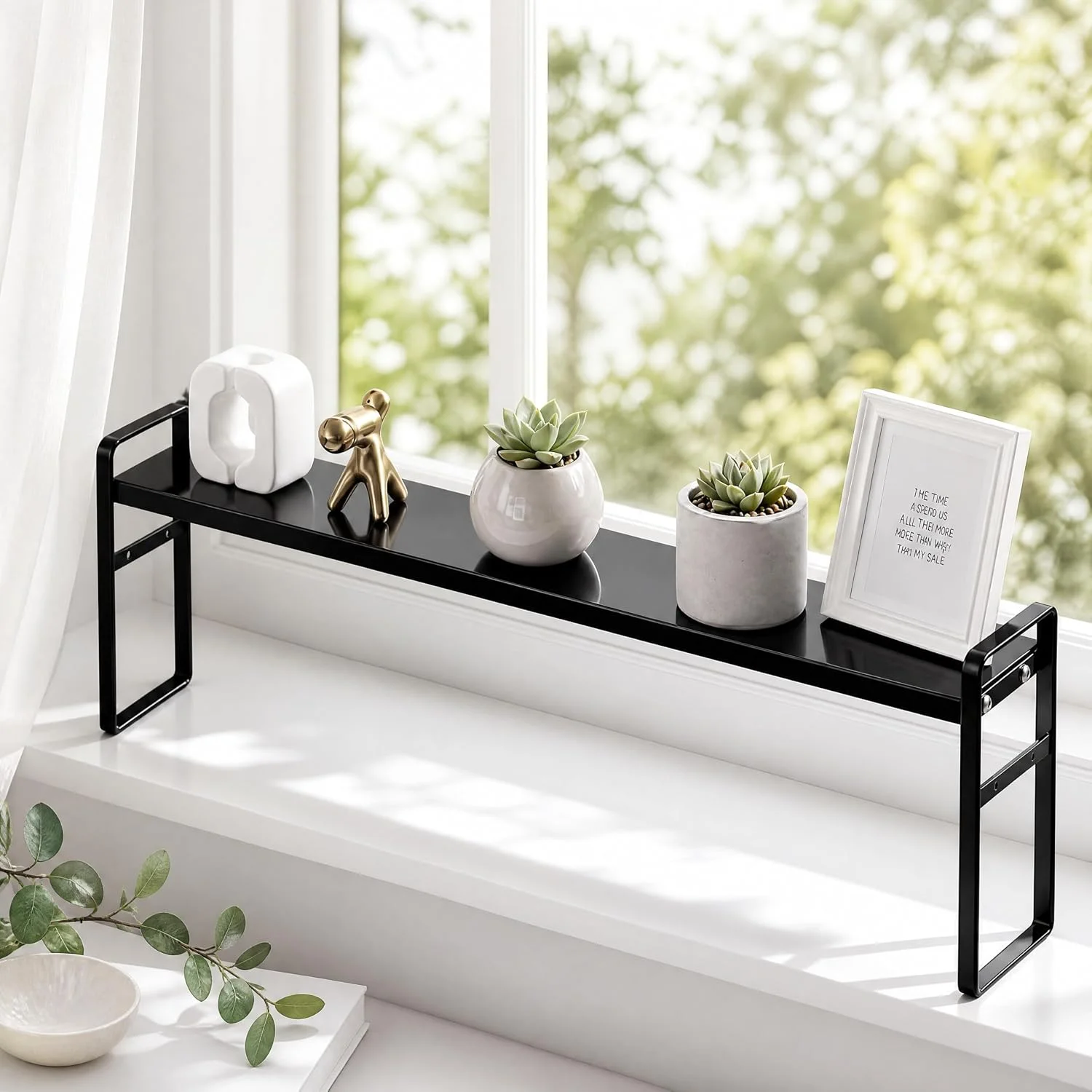 Extendable Narrow Window Sill Plant Shelf Kitchen Sink Organizer