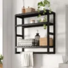 Over The Toilet Storage Bathroom Shelves Wall Mounted 3 Tier Black