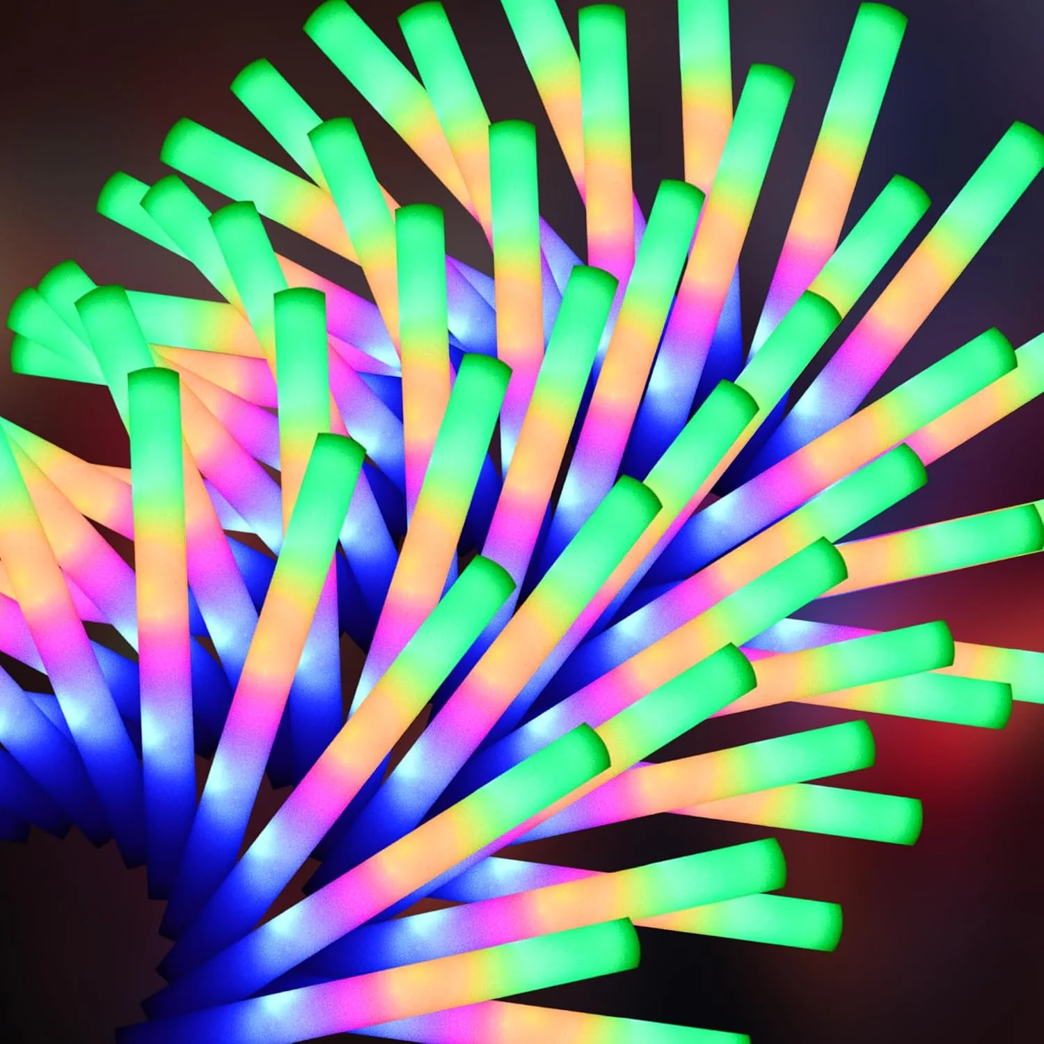 36 Pcs LED Foam Glow Sticks Bulk, Glow in The Dark Party Supplies??Foam Light Up Sticks 3 Modes of Color Flashing for Birthday, Wedding, Raves - Image 2