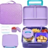 Bento Lunch Box for Kids with Thermo, Leakproof Bento Box with 8oz Insulated Food Jar, Lunch Bag, BPA Free Dishwasher Safe 4 Compartment Container for School Girls Boys (Blue)