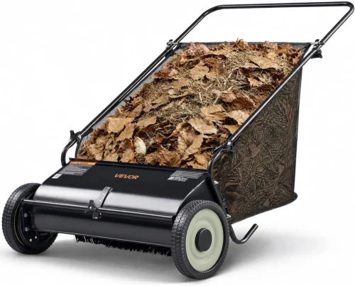Push Lawn Sweeper 21 Leaf & Grass Collector 3.5 cu. ft. Hopper Bag
