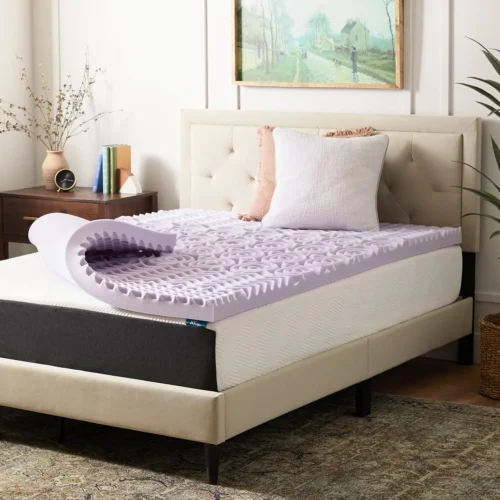 Alternative view of LUCID 2 Inch Gel Memory Foam Plush - Cooling Targeted Convoluted Comfort Zones Mattress Topper - Twin