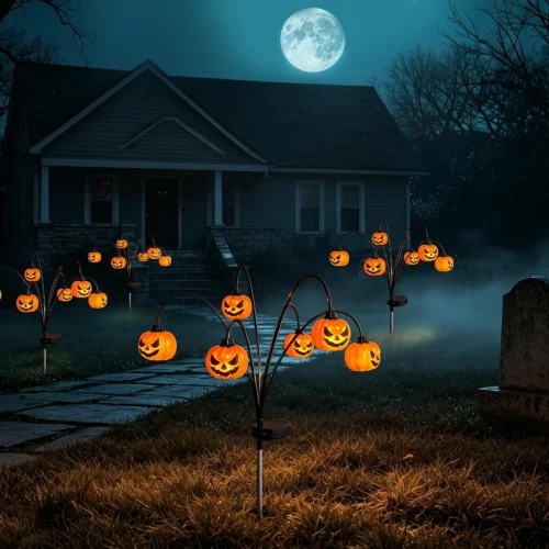 Alternative view of Pack Solar Halloween Lights Outdoor Decorations, Fall Pumpkin Lanterns