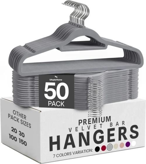Alternative view of Utopia Home Velvet Hangers 50 Pack with Tie Bar – Black Hangers