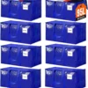 8 Pack Extra Large Heavy Duty Moving Bags,Clear Large Storage Bags with Lids,Moving Boxes with Zippers & Reinforced Handles,Transparent Packing Bags for College Dorm,Traveling,Christmas Decorations