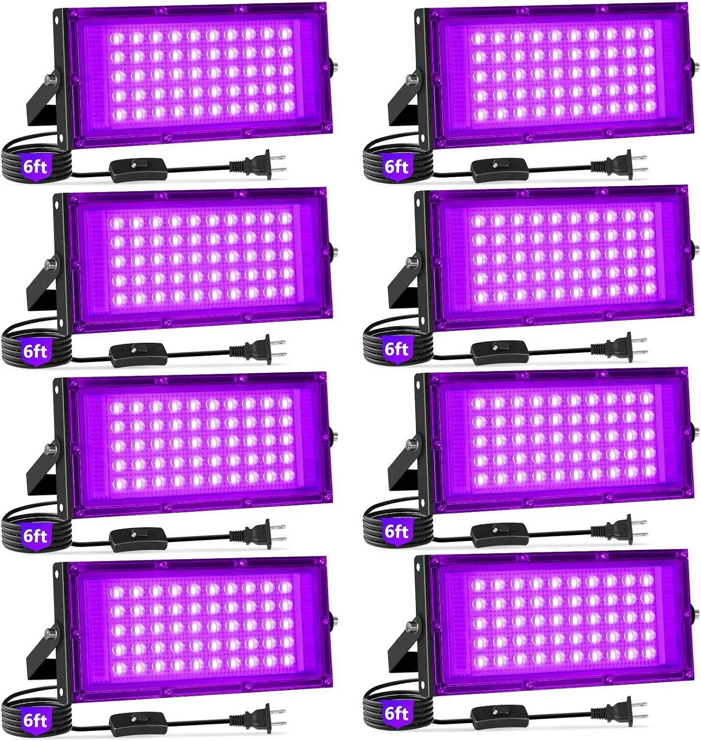 50W LED Black Lights with Switch+Plug, IP66 Waterproof, 2 Pack - Image 2