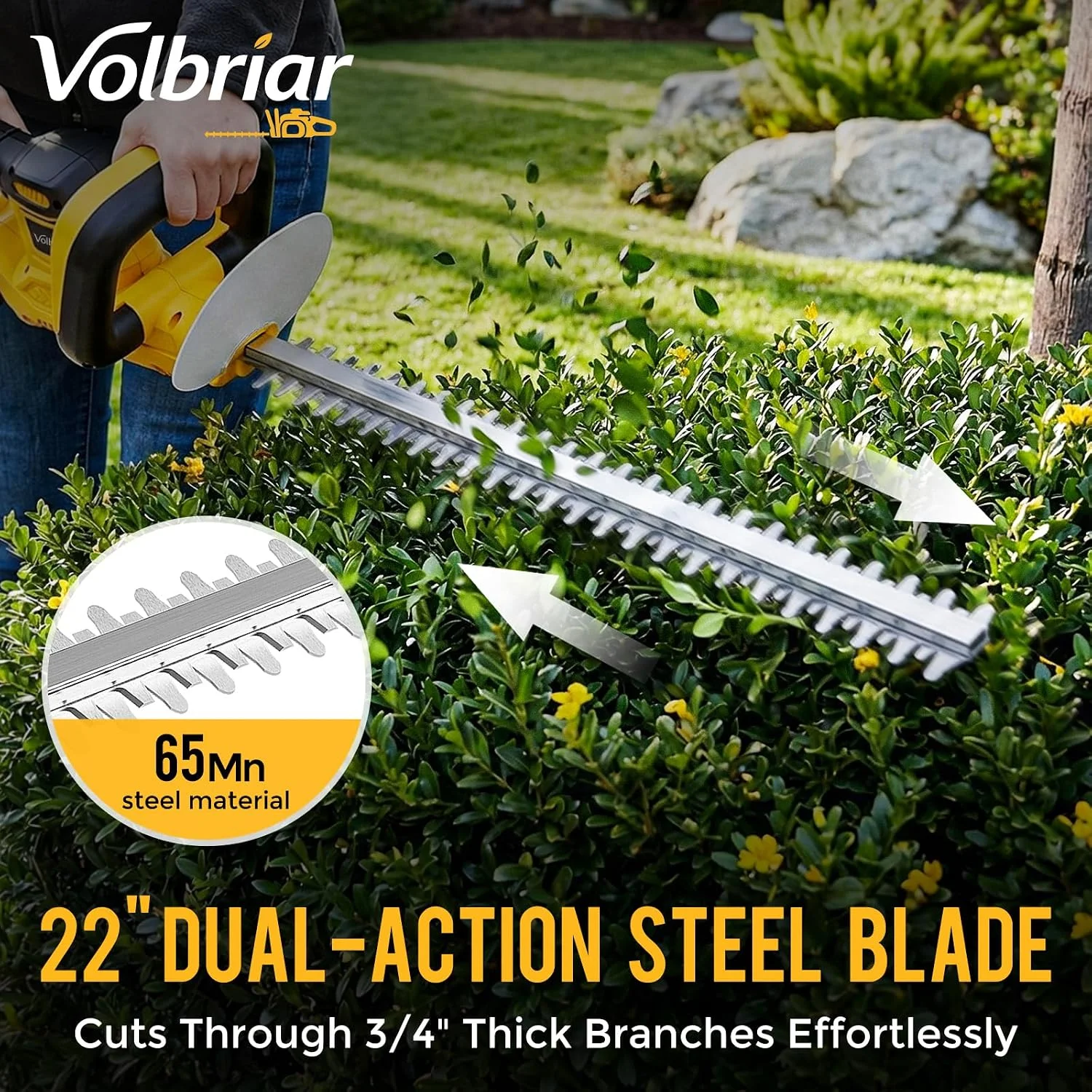 20V Cordless Hedge Trimmer, 22-Inch Blade, 2 x 4.0Ah Batteries - Image 2