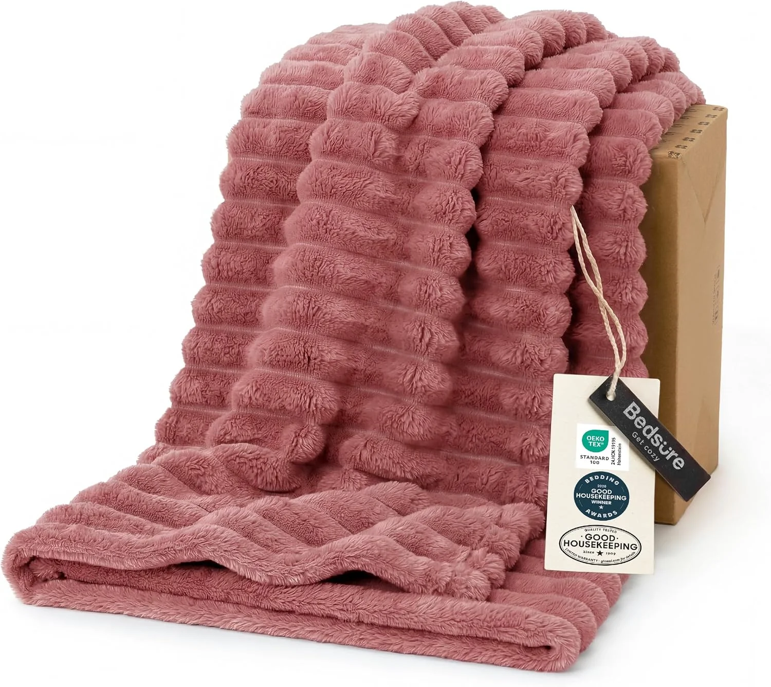 Bedsure Soft King Size Blankets for Bed Beige 108x90 - Image 2