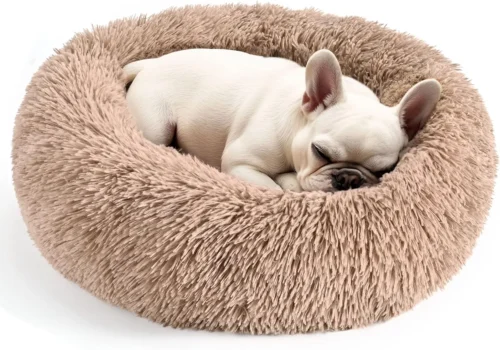 Alternative view of Dog & Cat Bed, 20in Cat Beds for Indoor Cats, Calming Donut Bed for Puppy and Kitten, Washable Round Fluffy Pet Bed for Small Medium Dogs and Cats (Light Grey)