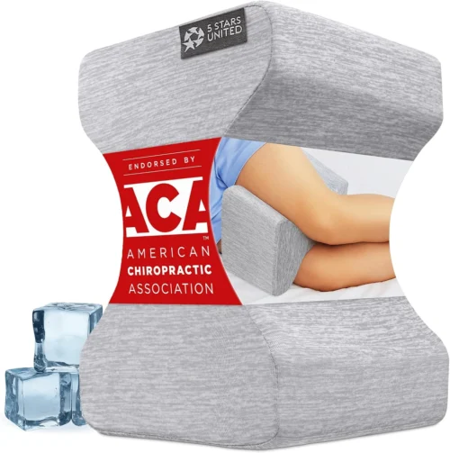 5 STARS UNITED Knee Pillow for Side Sleepers - Hip Pain Relief, Memory Foam Leg Cushion for Side Sleeping - Between Legs Pillow for Sciatica & Lower Back Pain, Arctic Gray