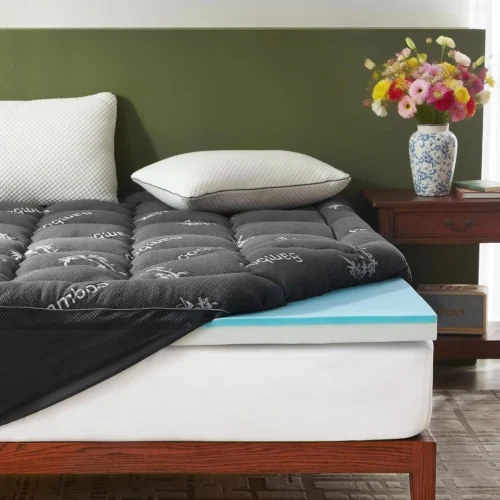 Alternative view of BEDLORE Dual Layer 4 Inch Memory Foam Mattress Topper King Size,Gray