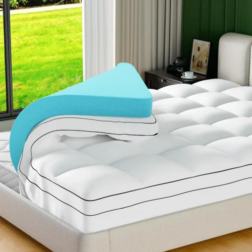 4 Inch Dual Layer Memory Foam Mattress Topper King Size，2 Inch Cooling Gel Memory Foam Plus 2 Inch Fluffy Pillow Top Mattress Pad Cover for Back Pain with 8-21 Inch Deep Pocket