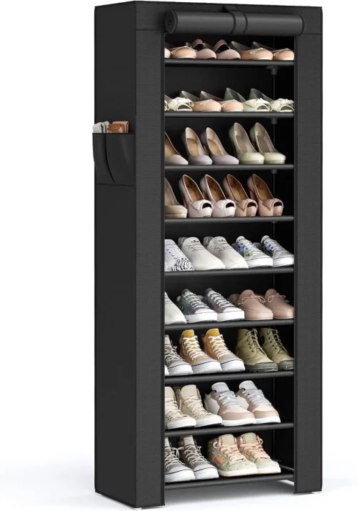 Alternative view of SONGMICS 10-Tier Shoe Rack, Shoe Storage Organizer Cabinet, Black URXJ36H