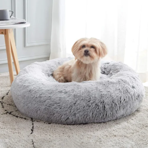 Alternative view of Calming Dog Bed & Cat Bed, Anti-Anxiety Donut Dog Cuddler Bed, Warming Cozy Soft Dog Round Bed, Fluffy Faux Fur Plush Dog Cat Cushion Bed for Small Medium Dogs and Cats (20/24/27/30)