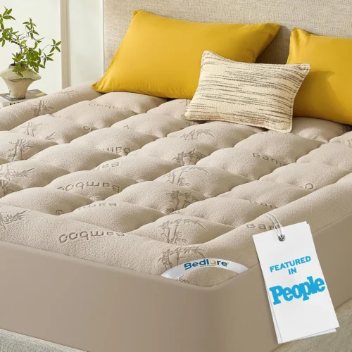 BEDLORE Queen Mattress Topper Viscose Derived from Bamboo, Gray