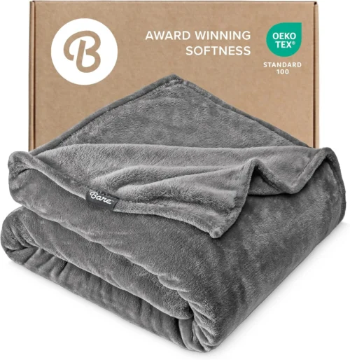 Alternative view of Bare Home Fleece Blanket Luxury Microplush (Full/Queen, Grey)