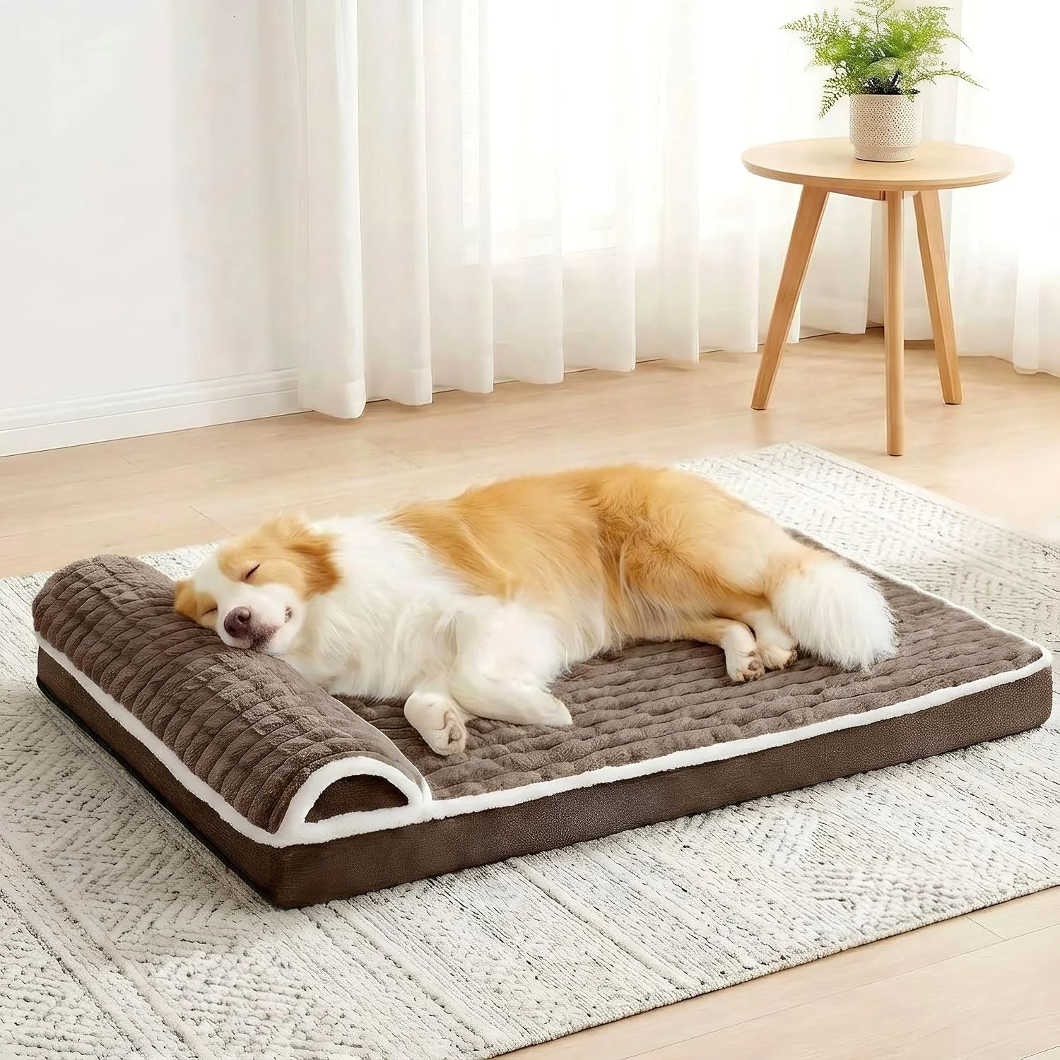 Jolifield Orthopedic Large Dog Bed Pillow Pet Sofa Bed 91x61cm Grey - Image 2