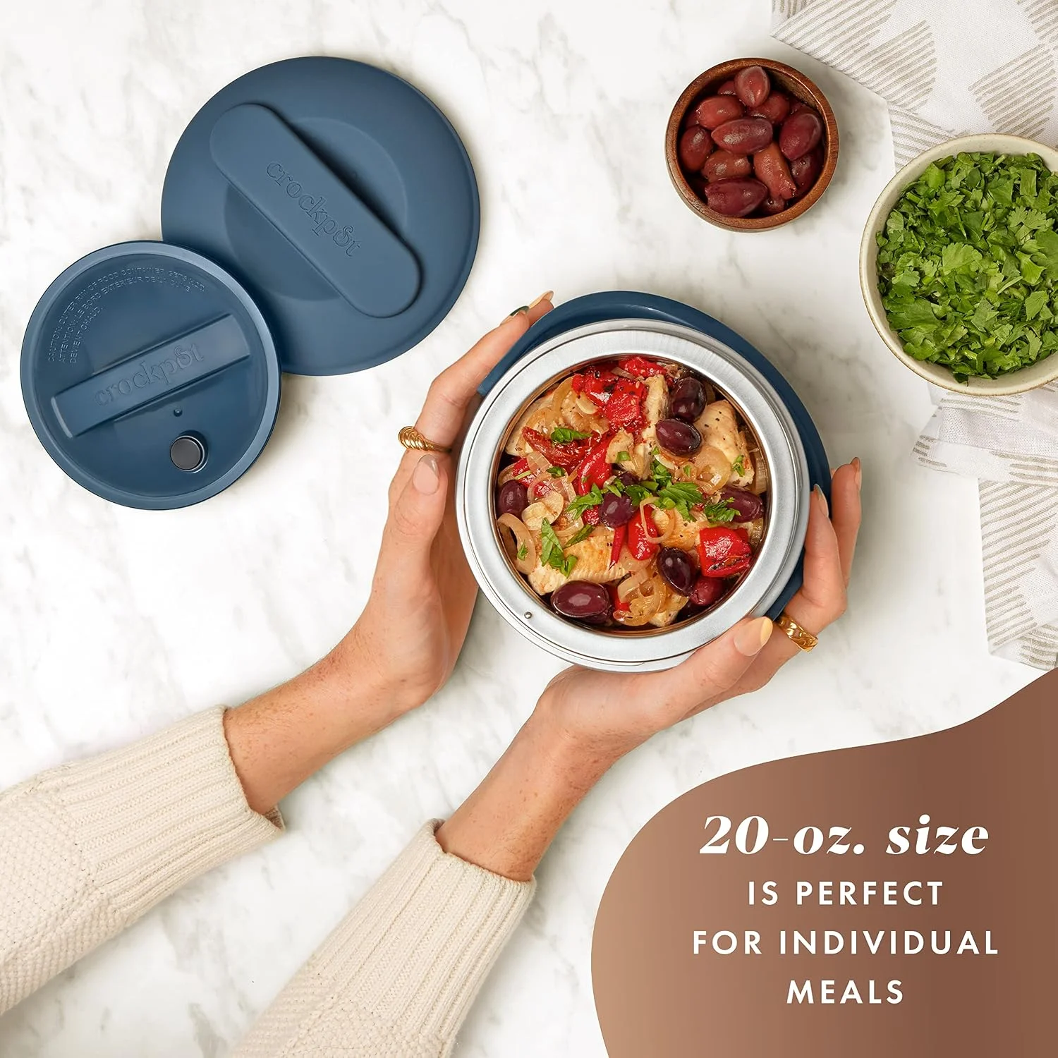 20oz Portable Electric Food Warmer, Personal Lunch Box Keeps Food Spill-Free & Warm, Ideal for Travel, Work, Car, On-the-Go, Dishwasher-Safe, Giftable - Image 2